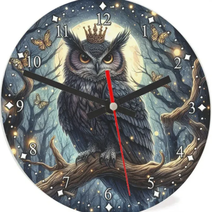 Oakhart Industries Fairytale Owl Glass Clock