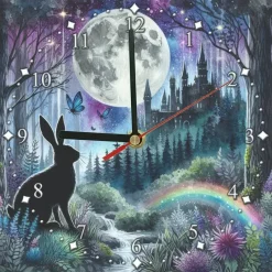 Oakhart Industries Fairytale Rabbit Glass Clock