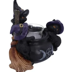 Nemesis Now Familiar Cauldron Witches Cat Candle Holder