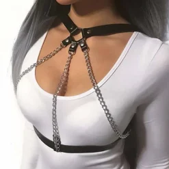 Gothic Collars Faux Leather Body Harness