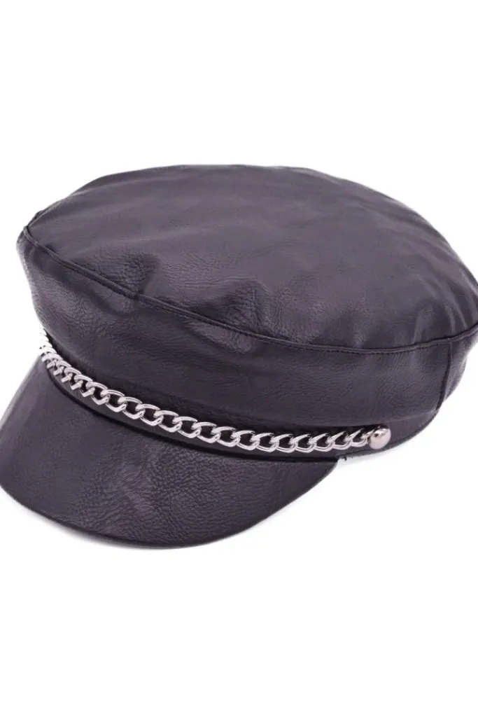 Euro Accessories Faux Leather Captain Hat