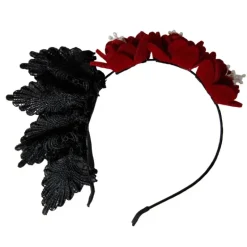 Gothic Hair Accessories Felt Rose and Lace Headband