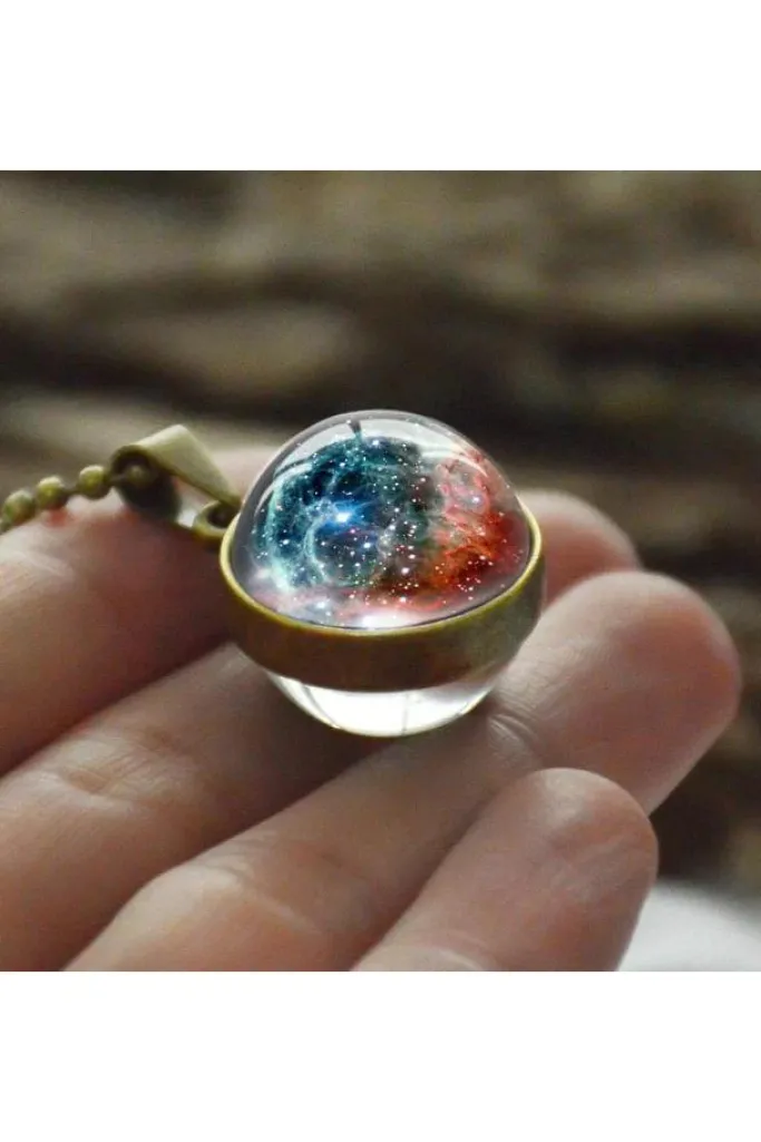 Gothic and Steampunk Jewellery Galaxy Sphere Pendant
