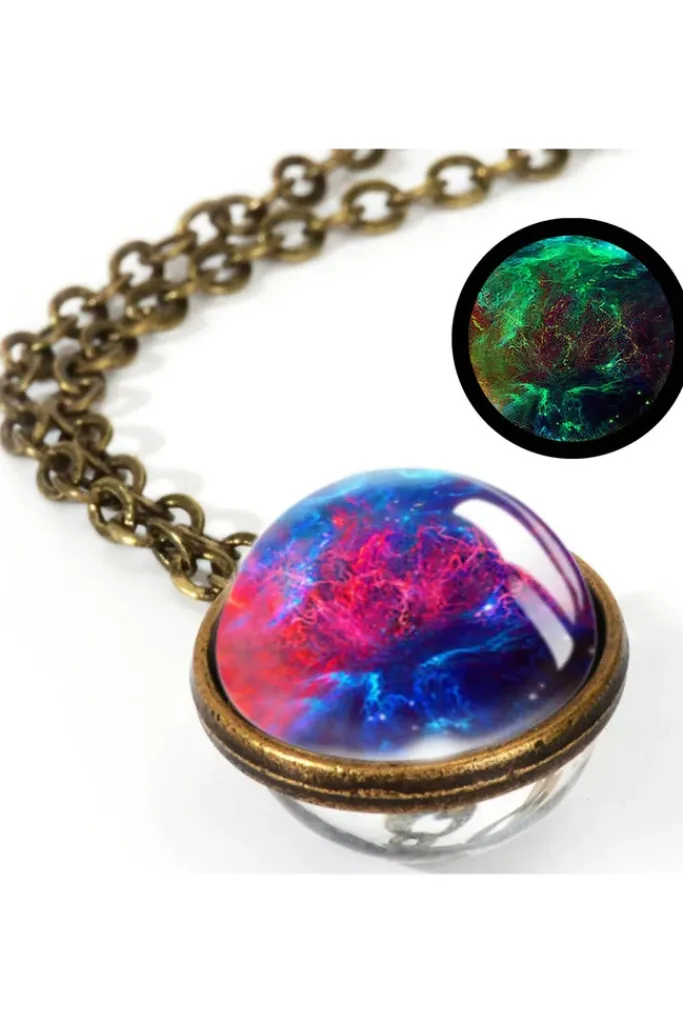 Gothic and Steampunk Jewellery Glow Galaxy Sphere Pendant