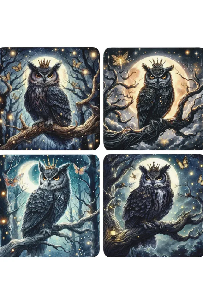 Oakhart Industries Gothic Owl Coaster Set