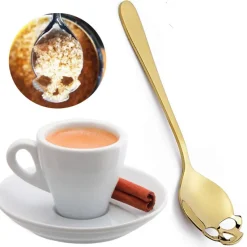 Gothic Accessories Gothic Skull Sugar Spoon Gold