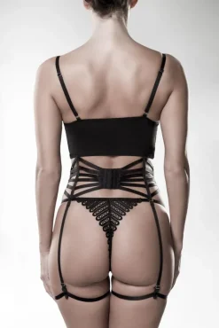 Grey Velvet 3 Piece Suspender Set
