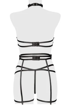 Grey Velvet Black Erotic Lingerie Set