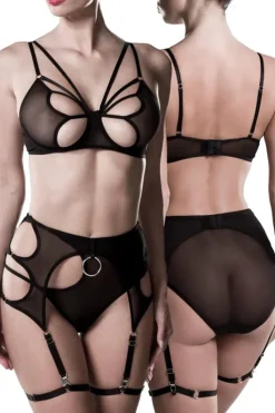 Grey Velvet Bra Set