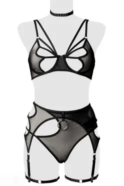 Grey Velvet Bra Set