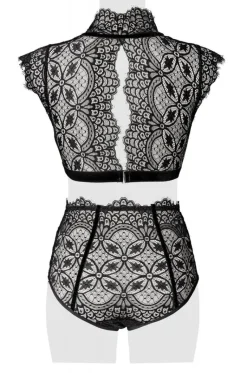 Grey Velvet Collared Lace Set