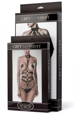 Grey Velvet Erotic Chain Set