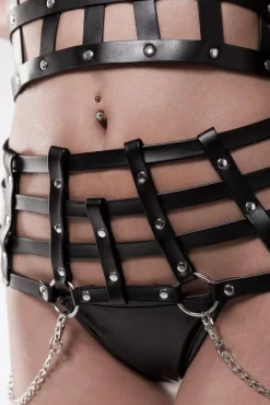 Grey Velvet Erotic Harness Set