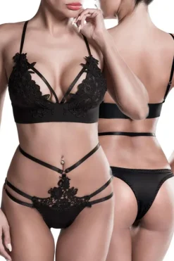 Grey Velvet Erotic Lingerie Set