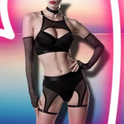 Grey Velvet Erotic Lingerie Set