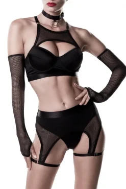 Grey Velvet Erotic Lingerie Set