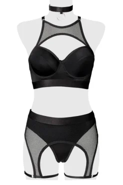 Grey Velvet Erotic Lingerie Set