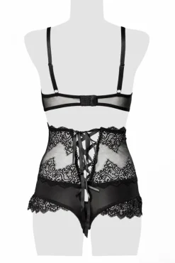 Grey Velvet Floral Lingerie Set