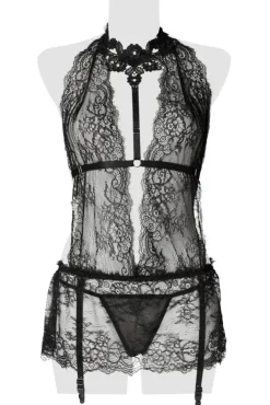 Grey Velvet Lace Set