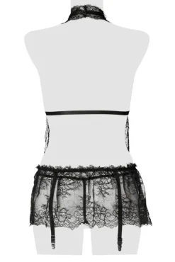 Grey Velvet Lace Set