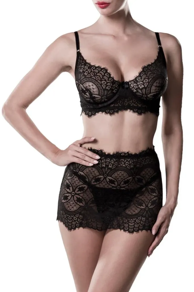 Grey Velvet Lace Set