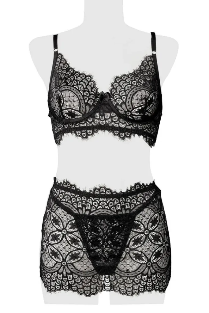 Grey Velvet Lace Set