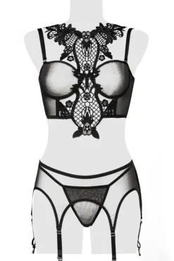 Grey Velvet Lingerie Set