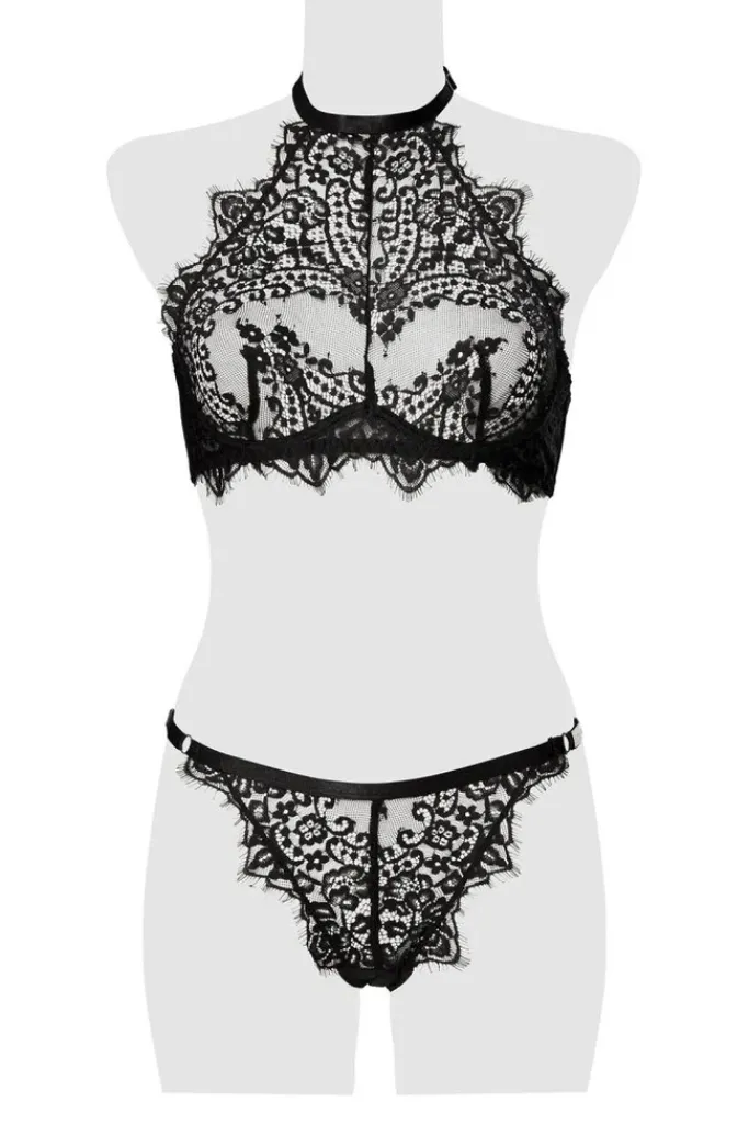 Grey Velvet Lingerie Set