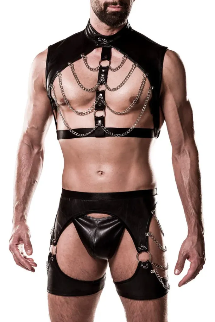 Grey Velvet Mens Erotic Set