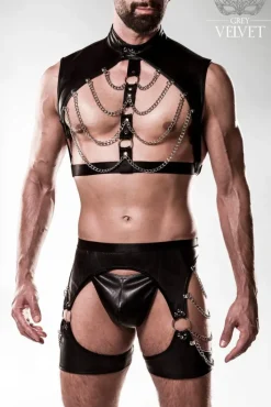 Grey Velvet Mens Erotic Set