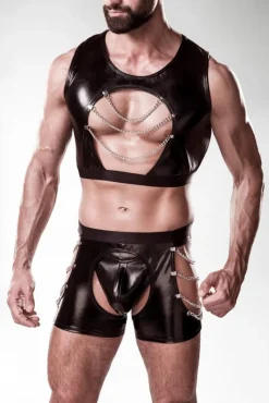 Grey Velvet Mens Erotic Set