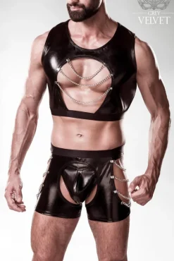 Grey Velvet Mens Erotic Set