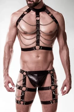 Grey Velvet Mens Erotic Set