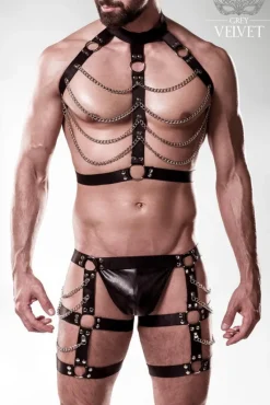 Grey Velvet Mens Erotic Set