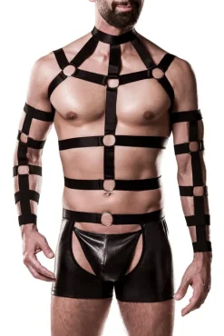 Grey Velvet Mens Harness Set