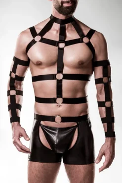 Grey Velvet Mens Harness Set