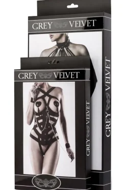 Grey Velvet 2-piece Harness Set