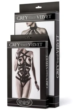 Grey Velvet 2-Piece Harness Set