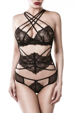 Grey Velvet Three-Part Lingerie Set