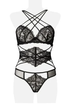Grey Velvet Three-Part Lingerie Set