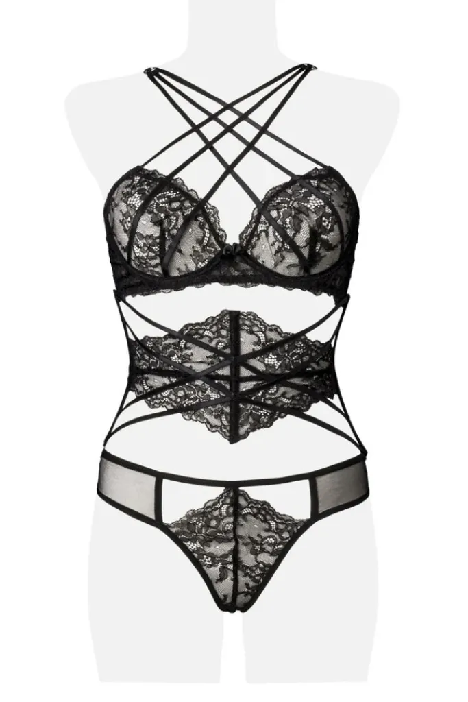 Grey Velvet Three-Part Lingerie Set