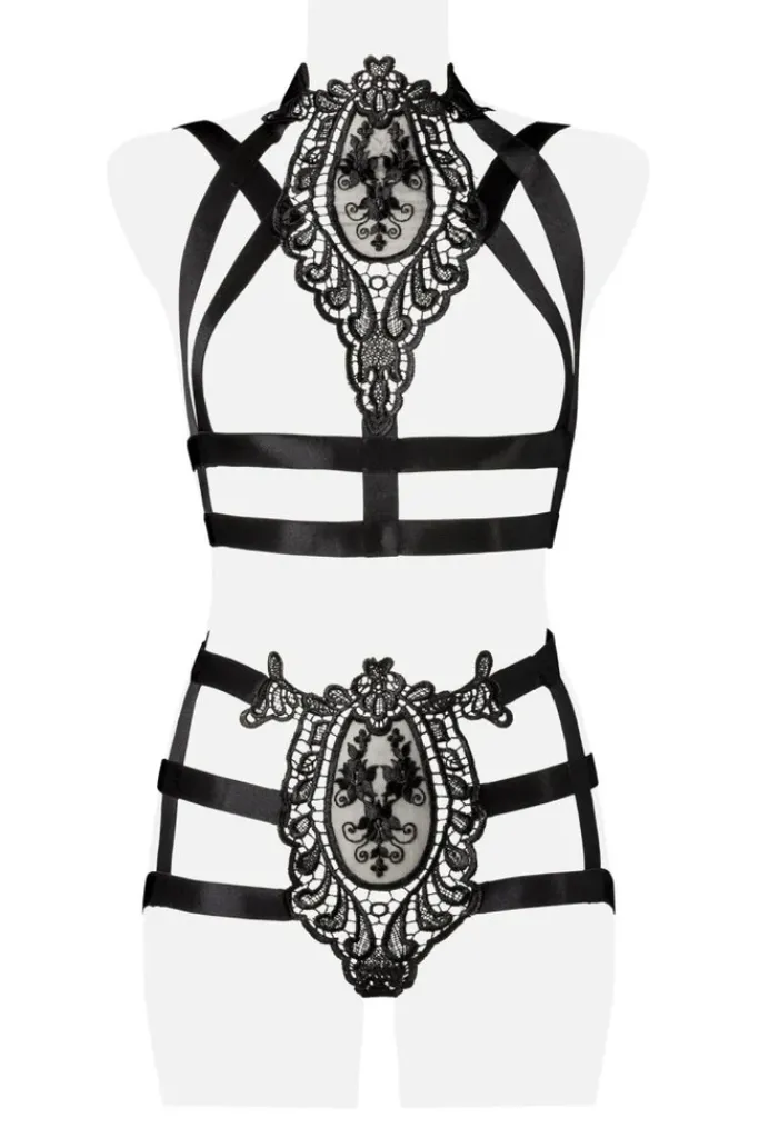 Grey Velvet Two-Part Harness Set