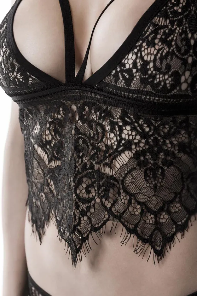 Grey Velvet Two-Part Lace Set