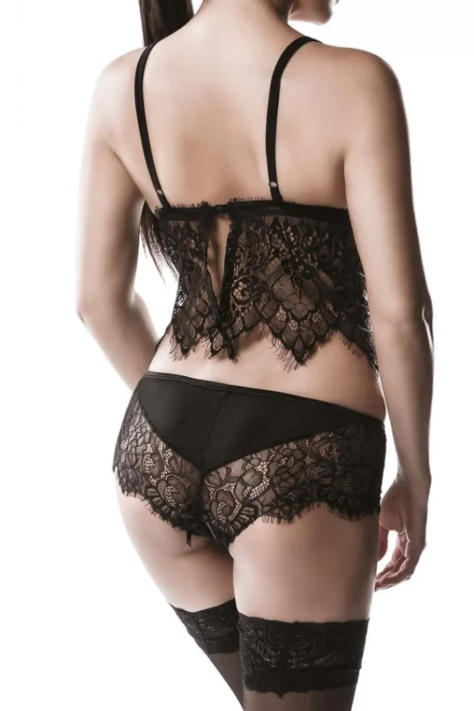 Grey Velvet Two-Part Lace Set