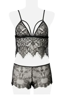 Grey Velvet Two-Part Lace Set