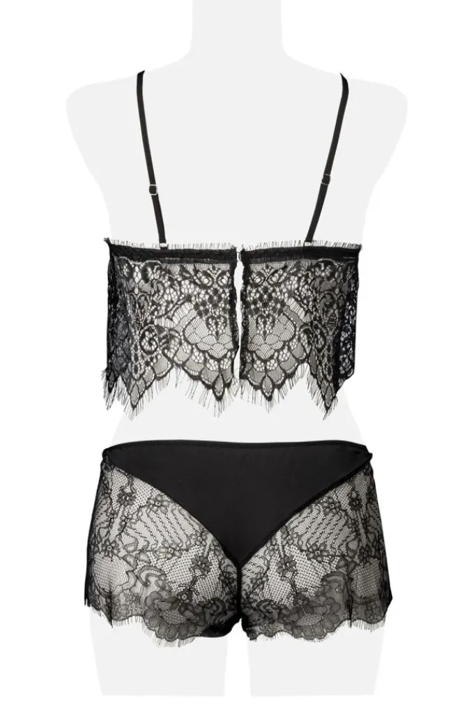 Grey Velvet Two-Part Lace Set