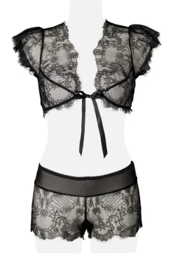Grey Velvet Two-Part Lace Set