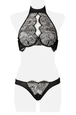 Grey Velvet Two-Part Neckholder Bra Set