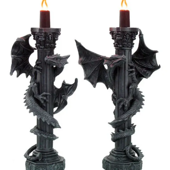 Nemesis Now Guardians of the Light Pair of Dragon Candlesticks