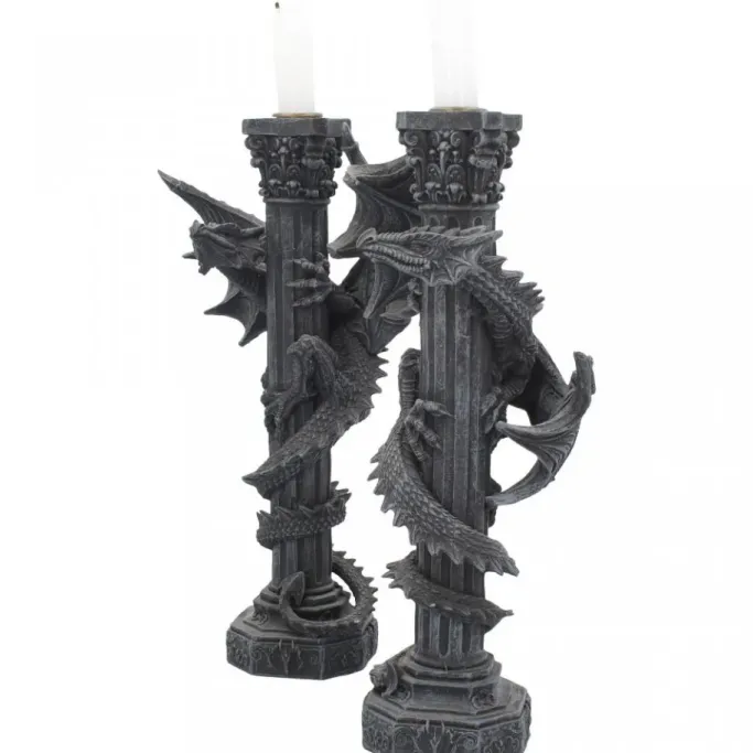 Nemesis Now Guardians of the Light Pair of Dragon Candlesticks